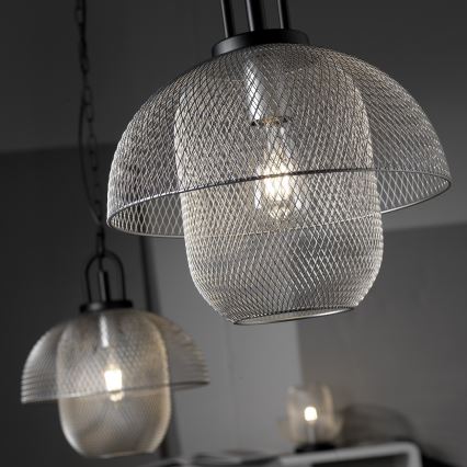 ONLI - Ljuskrona med textilsladd ZAIR 1xE27/22W/230V svart/silver