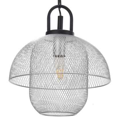 ONLI - Ljuskrona med textilsladd ZAIR 1xE27/22W/230V svart/silver