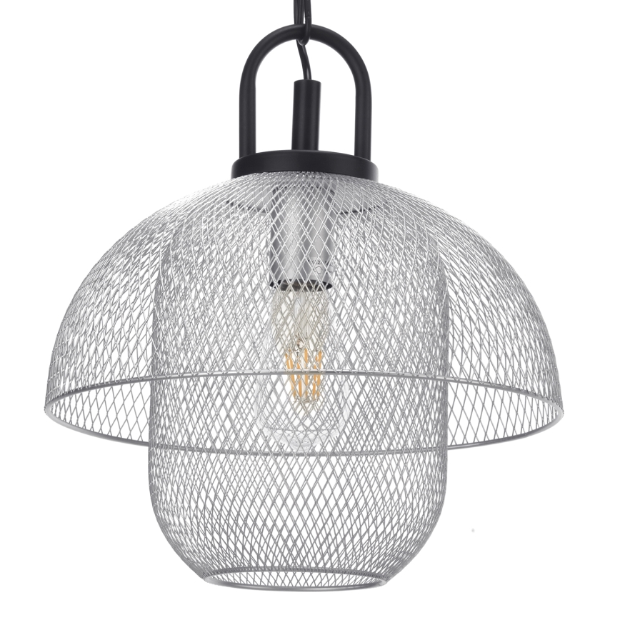 ONLI - Ljuskrona med textilsladd ZAIR 1xE27/22W/230V svart/silver