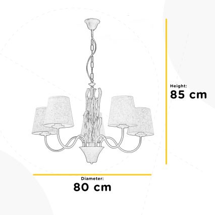 ONLI - Ljuskrona på kedja AGAR 5xE14/6W/320V diameter 80 cm