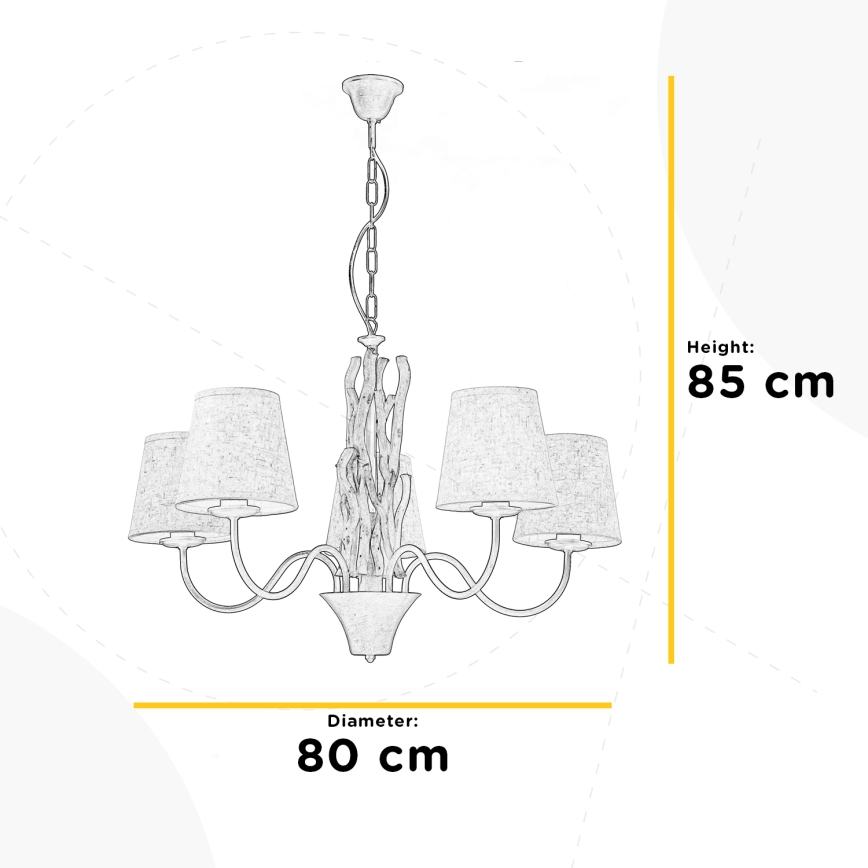 ONLI - Ljuskrona på kedja AGAR 5xE14/6W/320V diameter 80 cm