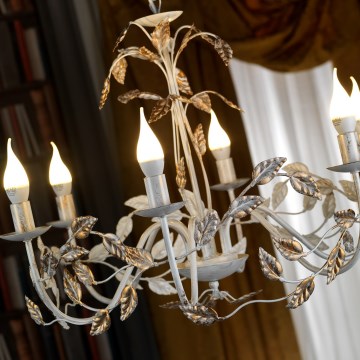 ONLI - Ljuskrona på kedja COLLANA 6xE14/6W/230V vit/guld