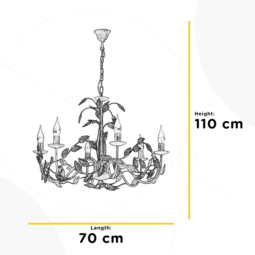 ONLI - Ljuskrona på kedja COLLANA 6xE14/6W/230V vit/guld