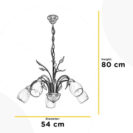ONLI - Ljuskrona på kedja LILIANA 5xE14/6W/230V