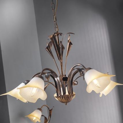 ONLI - Ljuskrona på kedja LUCREZIA 5xE14/6W/230V brons