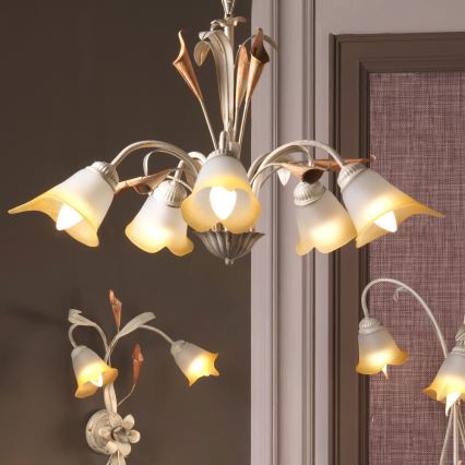 ONLI - Ljuskrona på kedja LUCREZIA 5xE14/6W/230V grädde