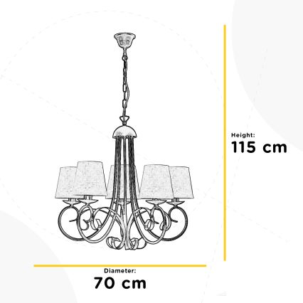 ONLI - Ljuskrona på kedja POMPEI 5xE14/6W/230V brons