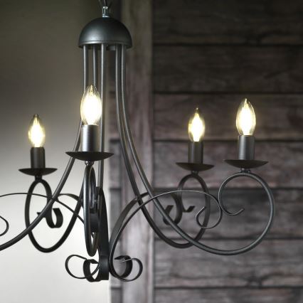ONLI - Ljuskrona på kedja POMPEI 5xE14/6W/320V svart