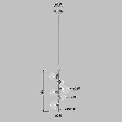 ONLI - Pendellampa på vajer KIMBERLY 6xG9/6W/230V blank krom