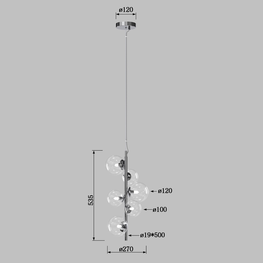 ONLI - Pendellampa på vajer KIMBERLY 6xG9/6W/230V blank krom