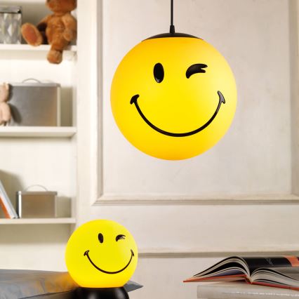 ONLI - SMILEY barnpendel med sladd 1xE27/15W/230V gul