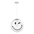 ONLI - SMILEY takpendel för barn, 1xE27/15W/230V, vit
