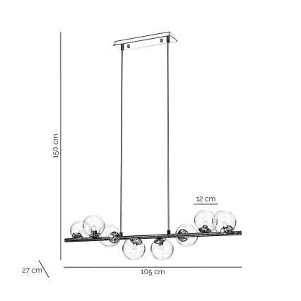 ONLI - Takpendel med vajer KIMBERLY 8xG9/6W/230V blank krom