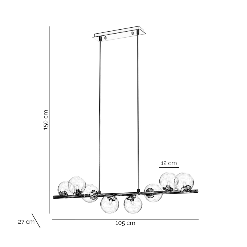 ONLI - Takpendel med vajer KIMBERLY 8xG9/6W/230V blank krom