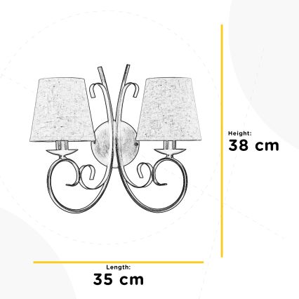 ONLI - Vägglampa POMPEI 2xE14/6W/230V brons