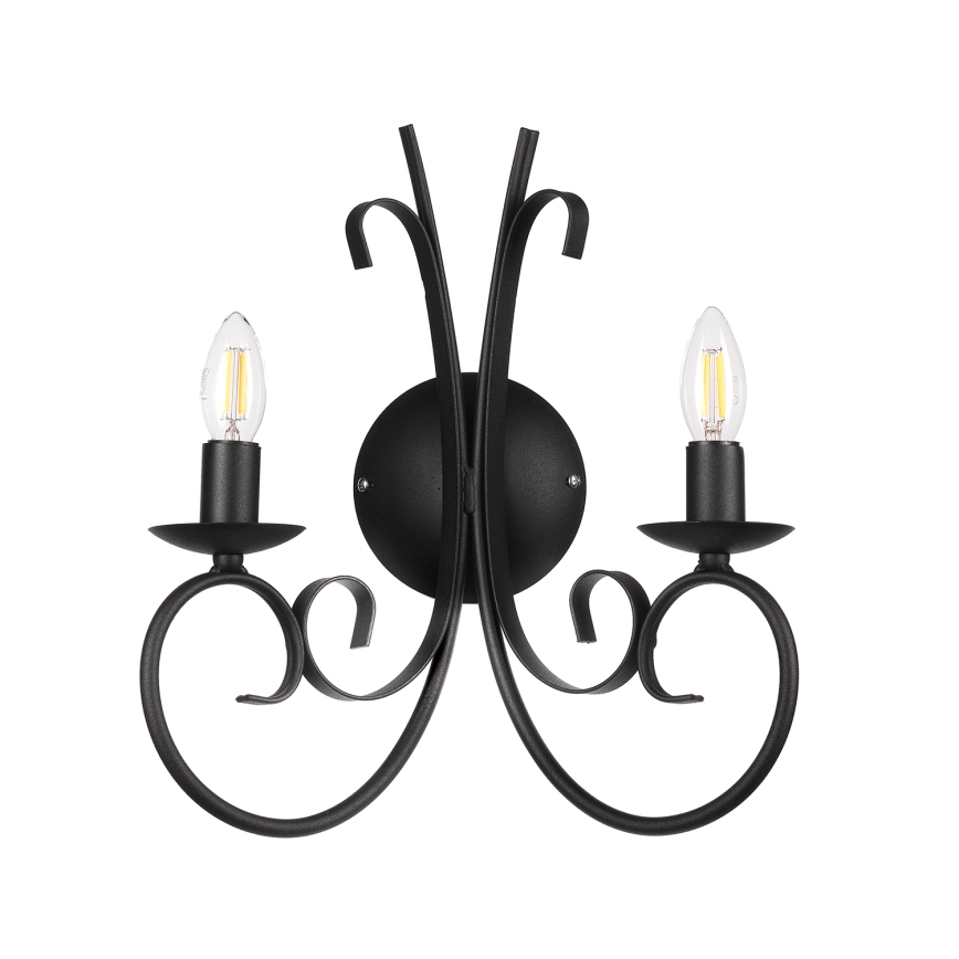 ONLI - Vägglampa POMPEI 2xE14/6W/230V svart