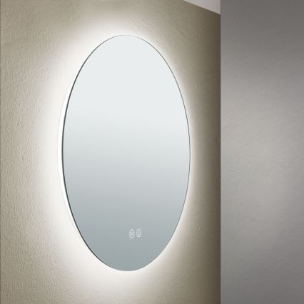 LED Badrum uppvärmd vägg spegel med en bakgrundsbelyst FOCUS LED/18W/230V 3000/4200/6000K diameter 45 cm IP44