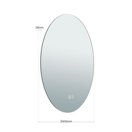 LED Badrum uppvärmd vägg spegel med en bakgrundsbelyst FOCUS LED/18W/230V 3000/4200/6000K diameter 45 cm IP44