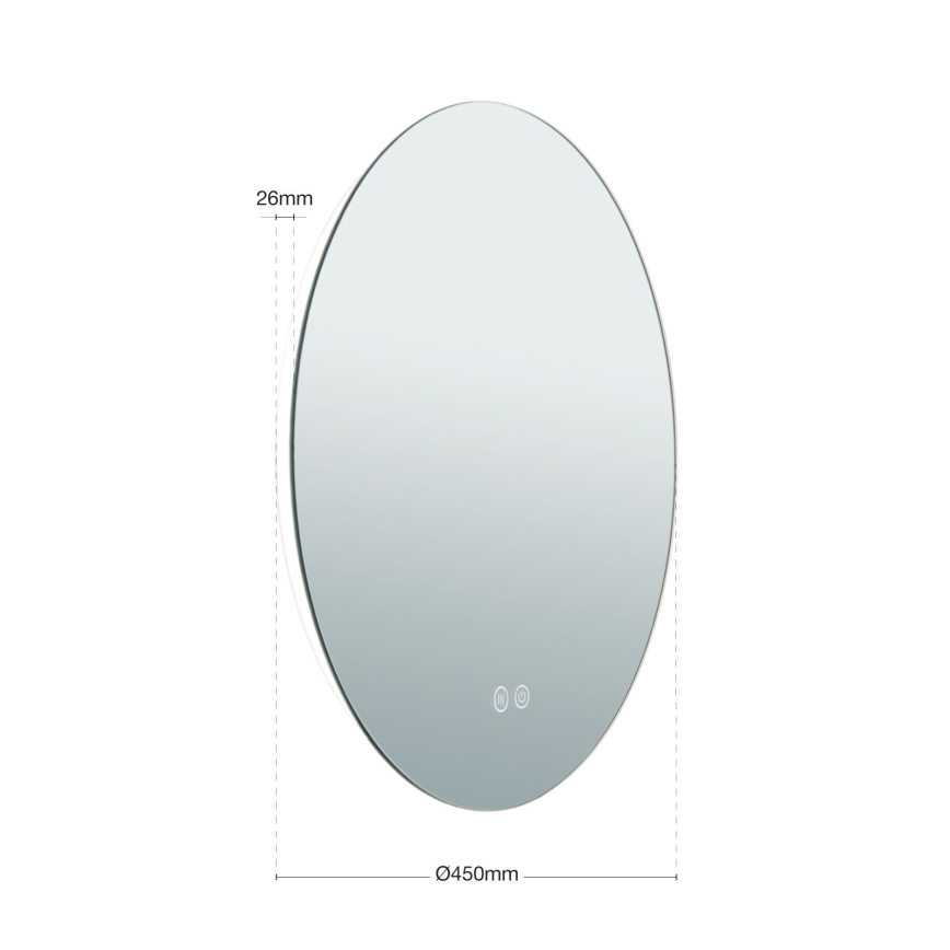 LED Badrum uppvärmd vägg spegel med en bakgrundsbelyst FOCUS LED/18W/230V 3000/4200/6000K diameter 45 cm IP44