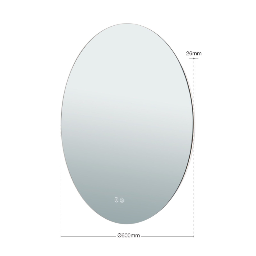LED Badrum uppvärmd vägg spegel med en bakgrundsbelyst FOCUS LED/25W/230V 3000/4200/6000K diameter 60 cm IP44