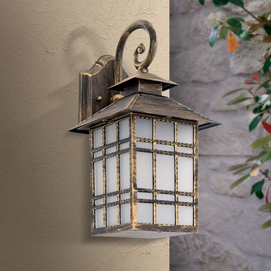 Vägglampa för utomhusbruk KIKO 1xE27/11W/230V IP44 brons/patina