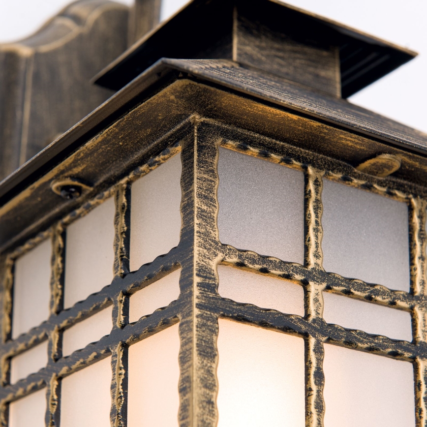Vägglampa för utomhusbruk KIKO 1xE27/11W/230V IP44 brons/patina