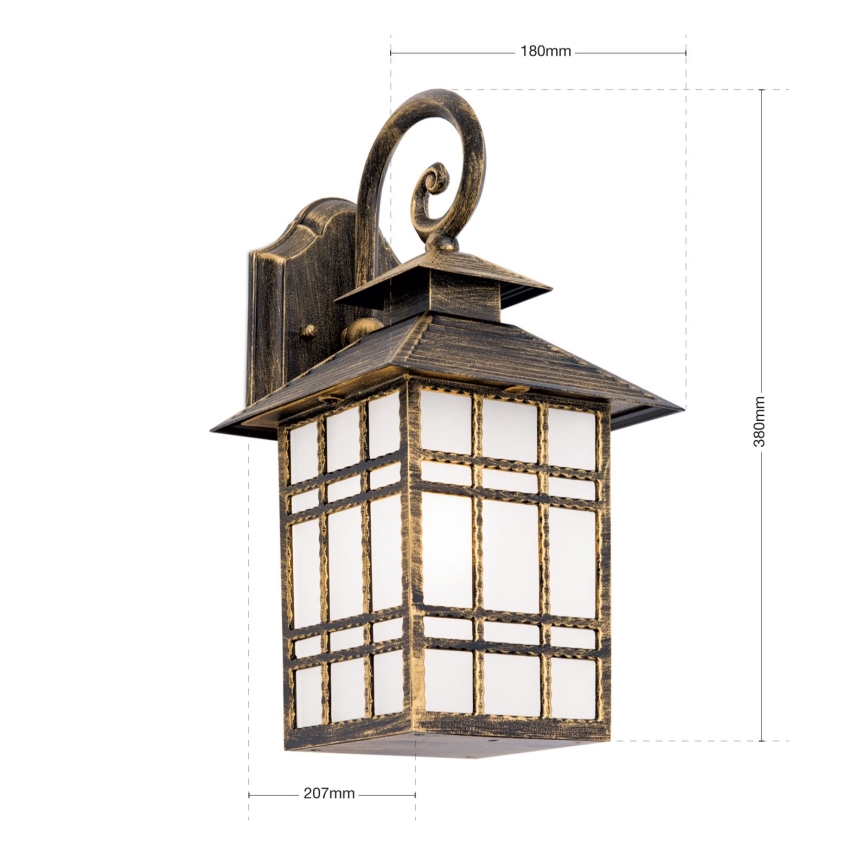 Vägglampa för utomhusbruk KIKO 1xE27/11W/230V IP44 brons/patina