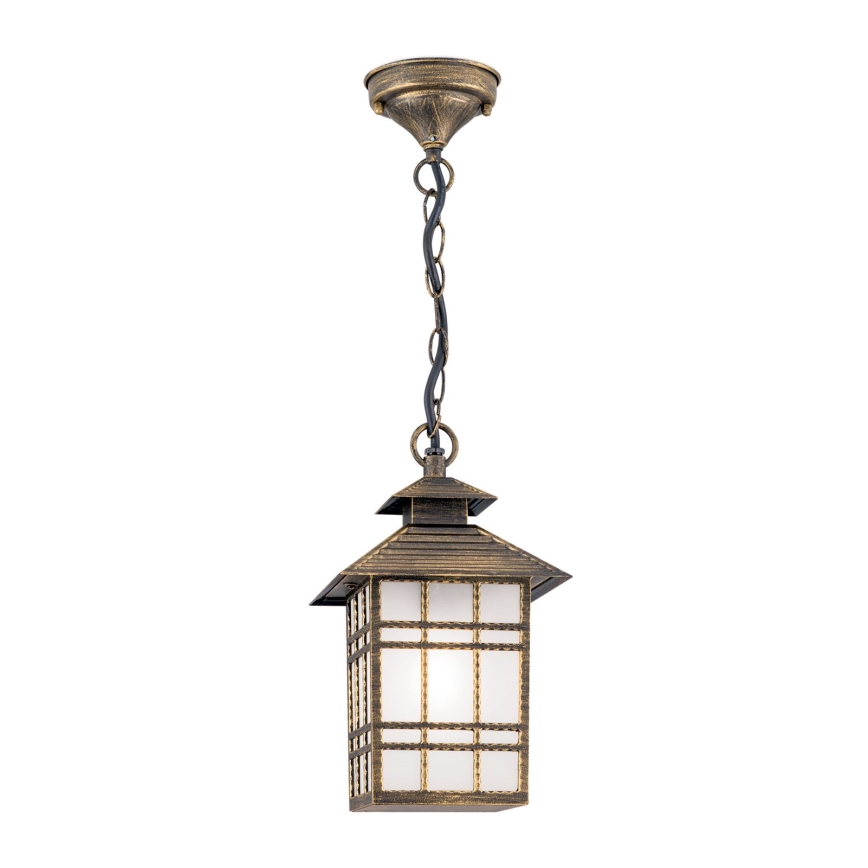 Pendellampa för utomhusbruk KIKO 1xE27/11W/230V IP44 brons/patina
