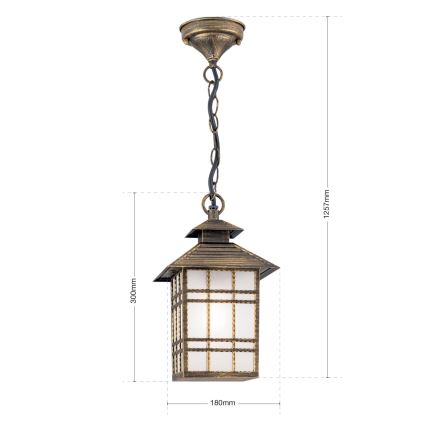 Pendellampa för utomhusbruk KIKO 1xE27/11W/230V IP44 brons/patina