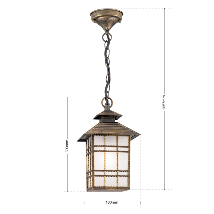 Pendellampa för utomhusbruk KIKO 1xE27/11W/230V IP44 brons/patina