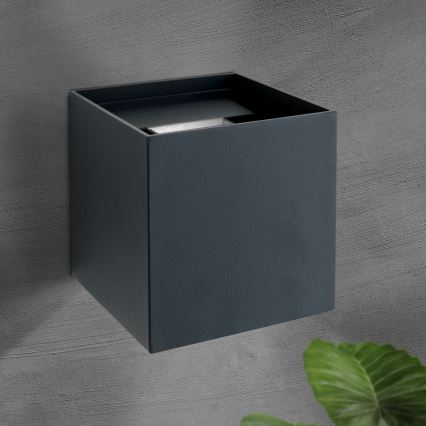 LED vägglampa för utomhusbruk CUBE 2xLED/3W/230V IP54 antracit