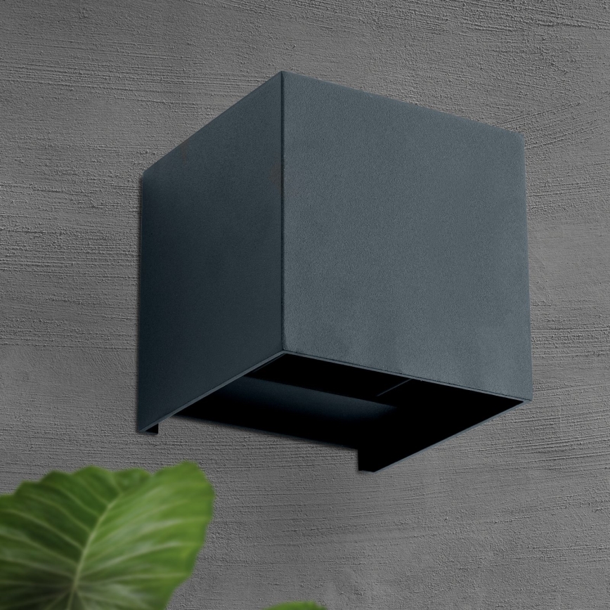 LED vägglampa för utomhusbruk CUBE 2xLED/3W/230V IP54 antracit