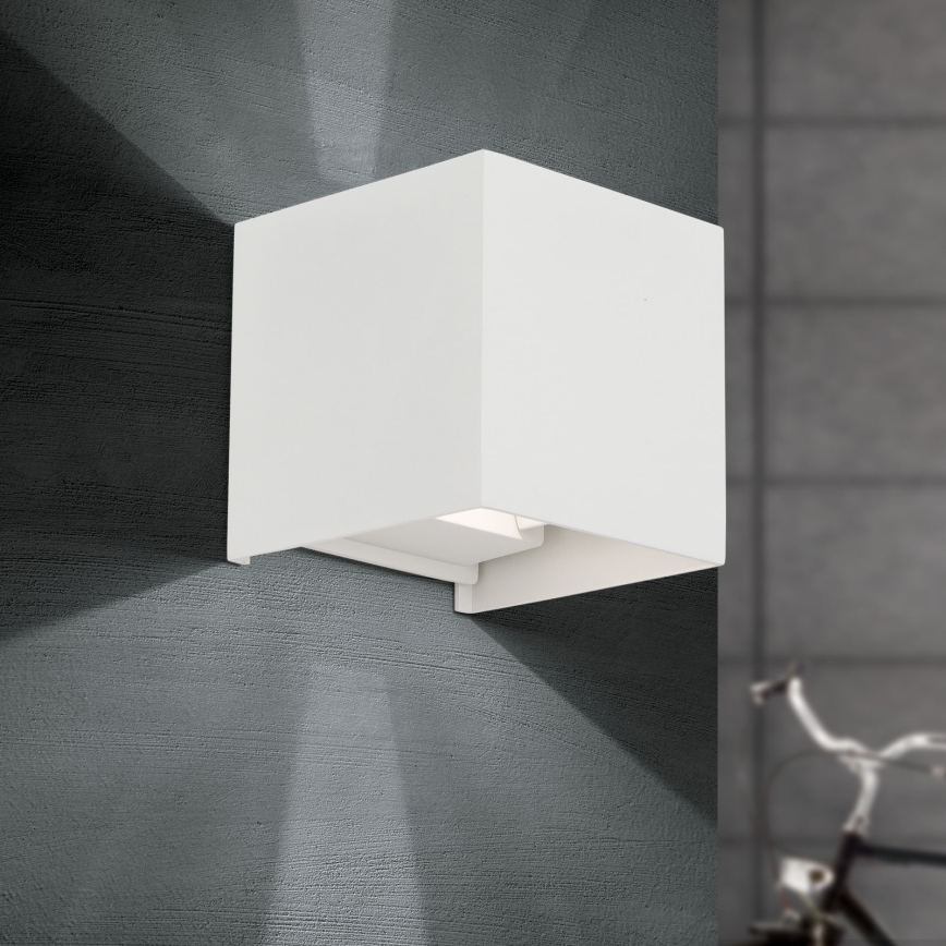LED vägglampa för utomhusbruk CUBE 2xLED/3W/230V IP54 vit