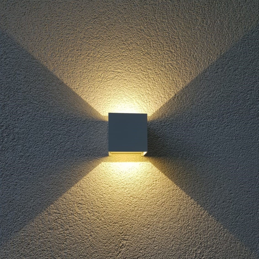 LED vägglampa för utomhusbruk CUBE 2xLED/3W/230V IP54 vit