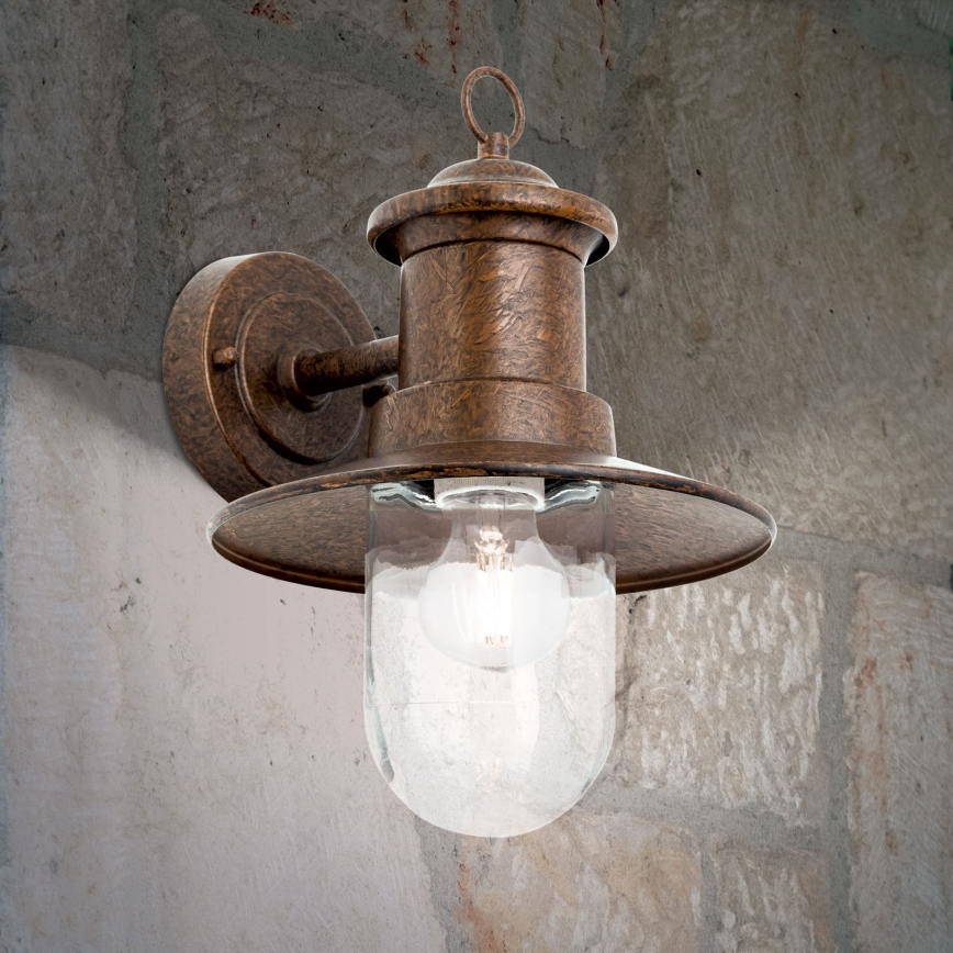 Vägglampa för utomhusbruk LEONIE 1xE27/60W/230V IP44 brons