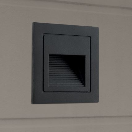 LED Inbyggd lampa LORO LED/2W/230V IP65 svart