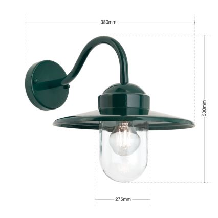 Vägglampa för utomhusbruk EDWARD 1xE27/60W/230V IP44 grön