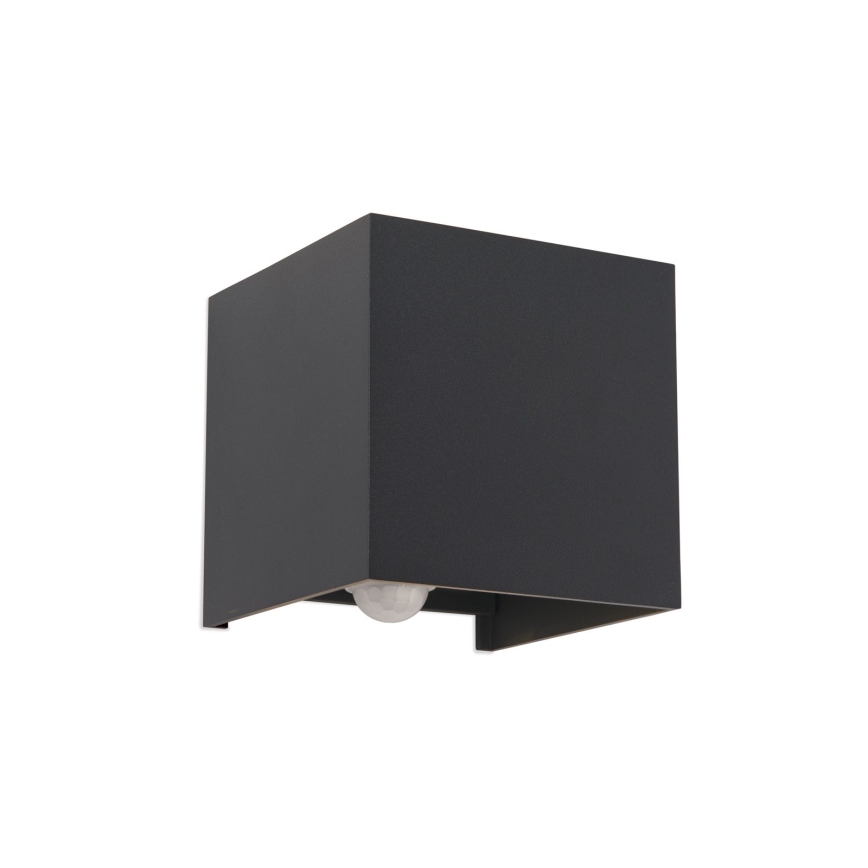 LED Utomhusbelysning med rörelse och skymningssensor CUBE-S LED/13W/230V IP54 antracit