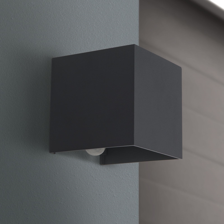 LED Utomhusbelysning med rörelse och skymningssensor CUBE-S LED/13W/230V IP54 antracit