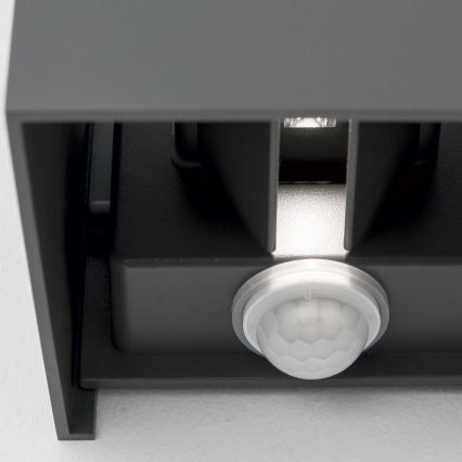 LED Utomhusbelysning med rörelse och skymningssensor CUBE-S LED/13W/230V IP54 antracit