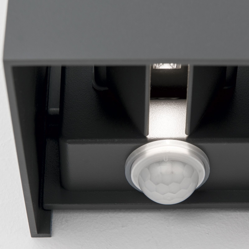 LED Utomhusbelysning med rörelse och skymningssensor CUBE-S LED/13W/230V IP54 antracit