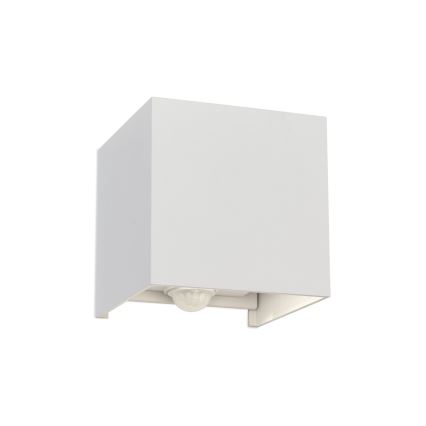 LED Utomhusbelysning med rörelse och skymningssensor CUBE-S LED/13W/230V IP54 vit