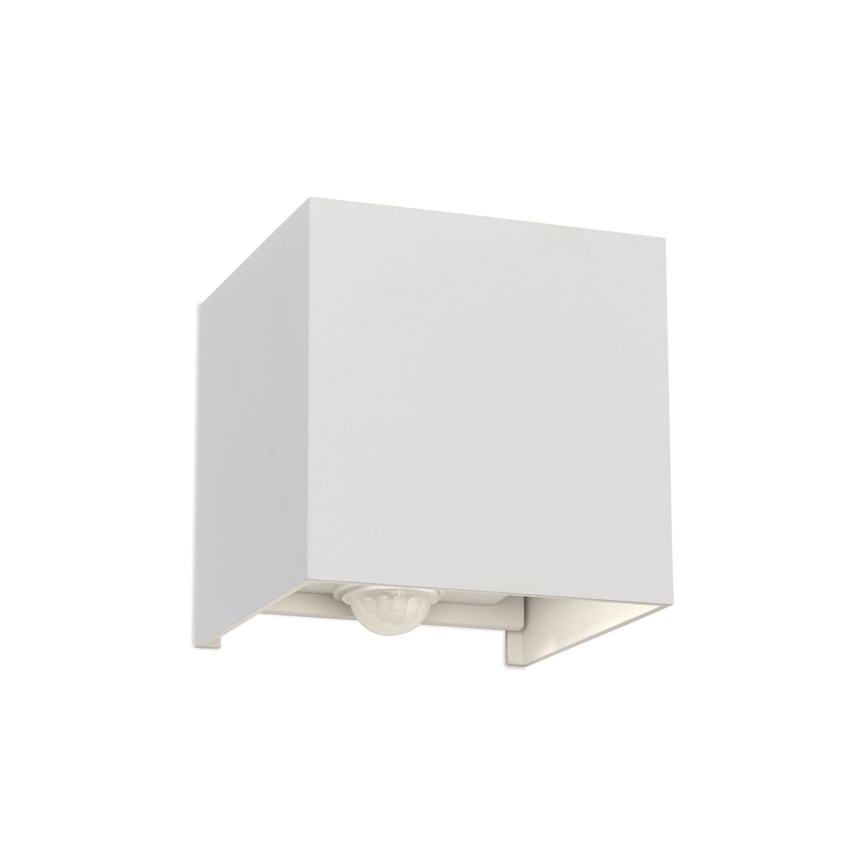 LED Utomhusbelysning med rörelse och skymningssensor CUBE-S LED/13W/230V IP54 vit