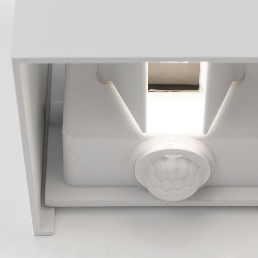 LED Utomhusbelysning med rörelse och skymningssensor CUBE-S LED/13W/230V IP54 vit