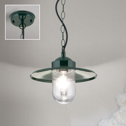 Pendellampa för utomhusbruk EDWARD 1xE27/60W/230V IP44 grön