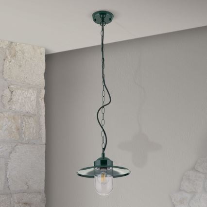 Pendellampa för utomhusbruk EDWARD 1xE27/60W/230V IP44 grön