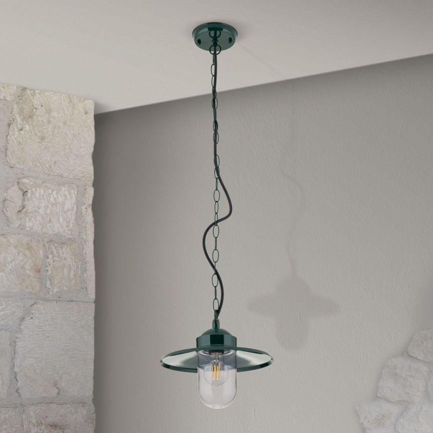 Pendellampa för utomhusbruk EDWARD 1xE27/60W/230V IP44 grön