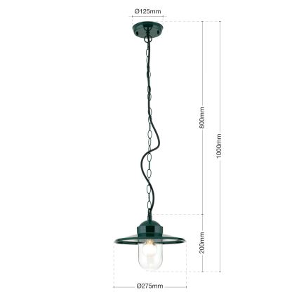 Pendellampa för utomhusbruk EDWARD 1xE27/60W/230V IP44 grön
