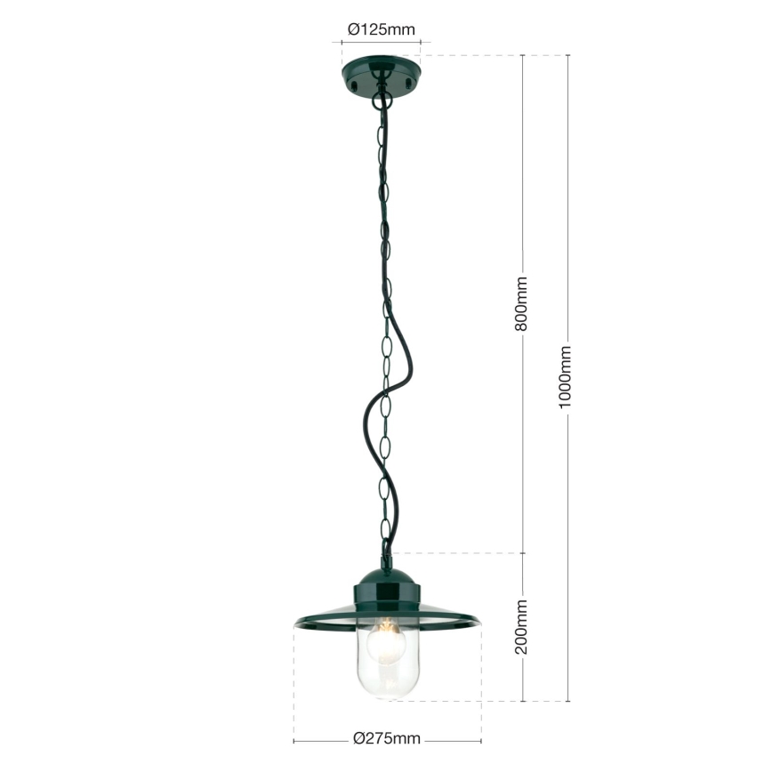 Pendellampa för utomhusbruk EDWARD 1xE27/60W/230V IP44 grön