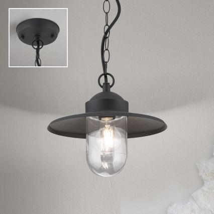 Pendellampa för utomhusbruk EDWARD 1xE27/60W/230V IP44 svart